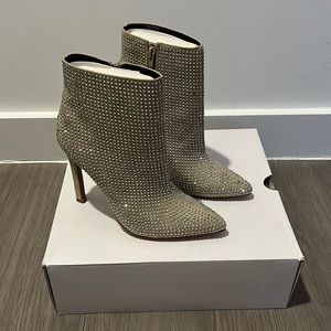 Aldo tan suede booties with rhinestones